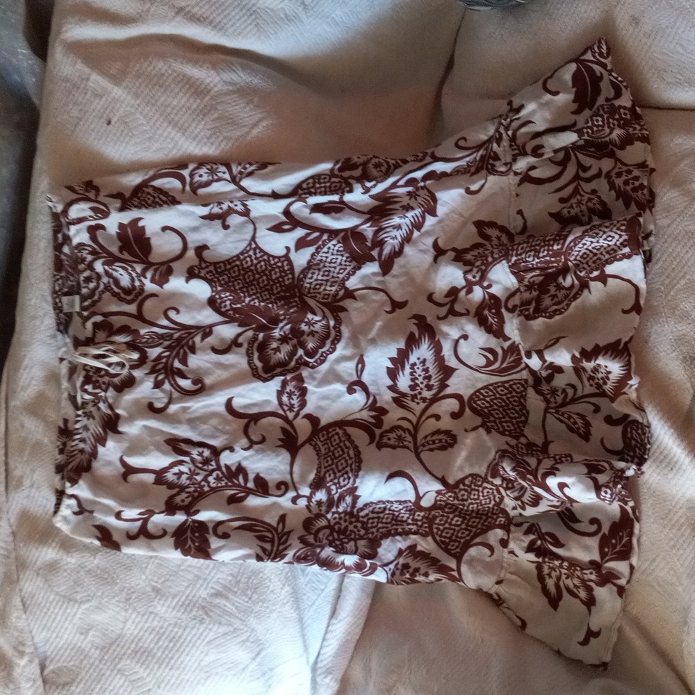 Linen & cotton mid length skirt
